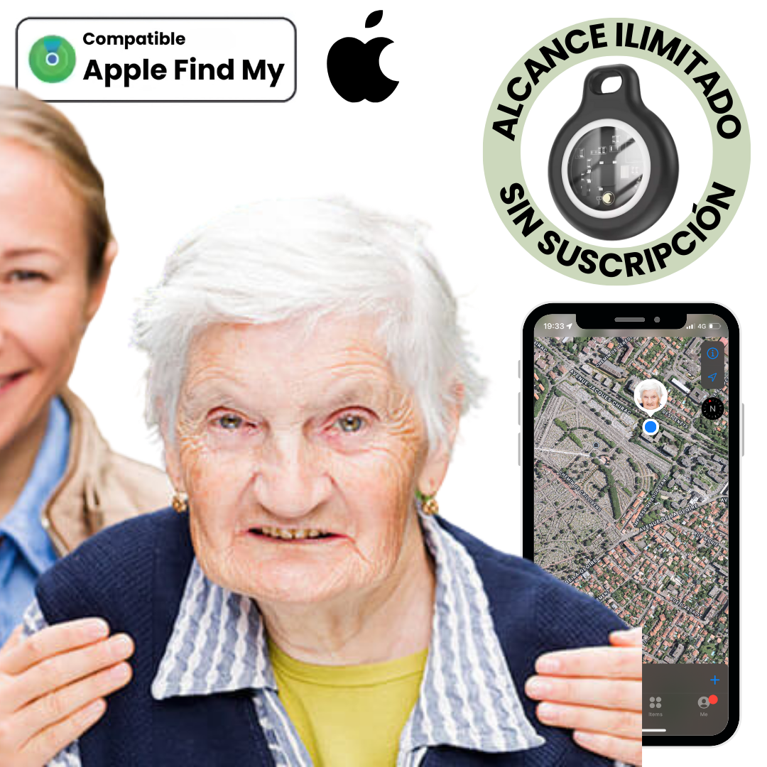 Localizador GPS compacto para personas mayores. Seguimiento en tiempo real y seguridad familiar.