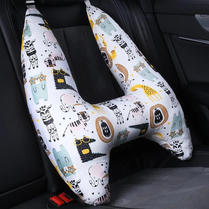 Almohada ergonómica para viajar. Proporciona soporte y confort a adultos y niños en coche o avión.
