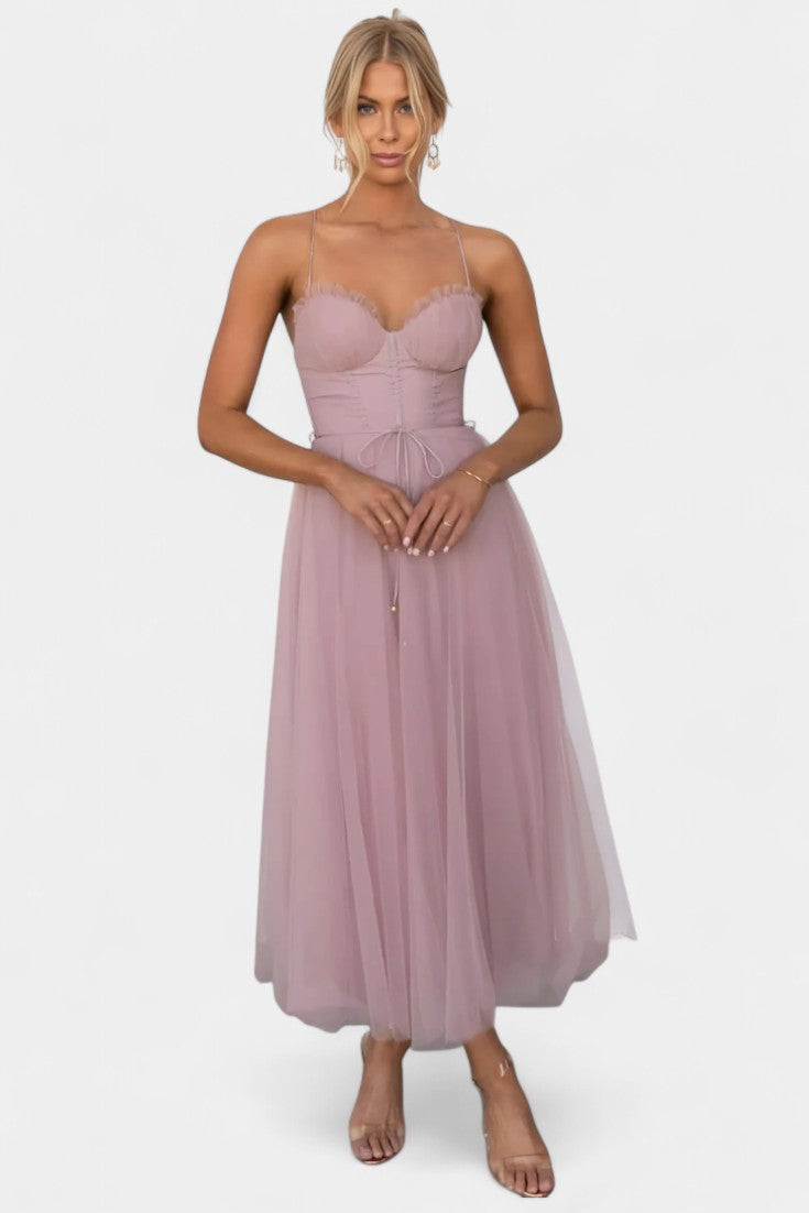 Vestido midi de fiesta Eileen para mujer, diseño versátil y formal.