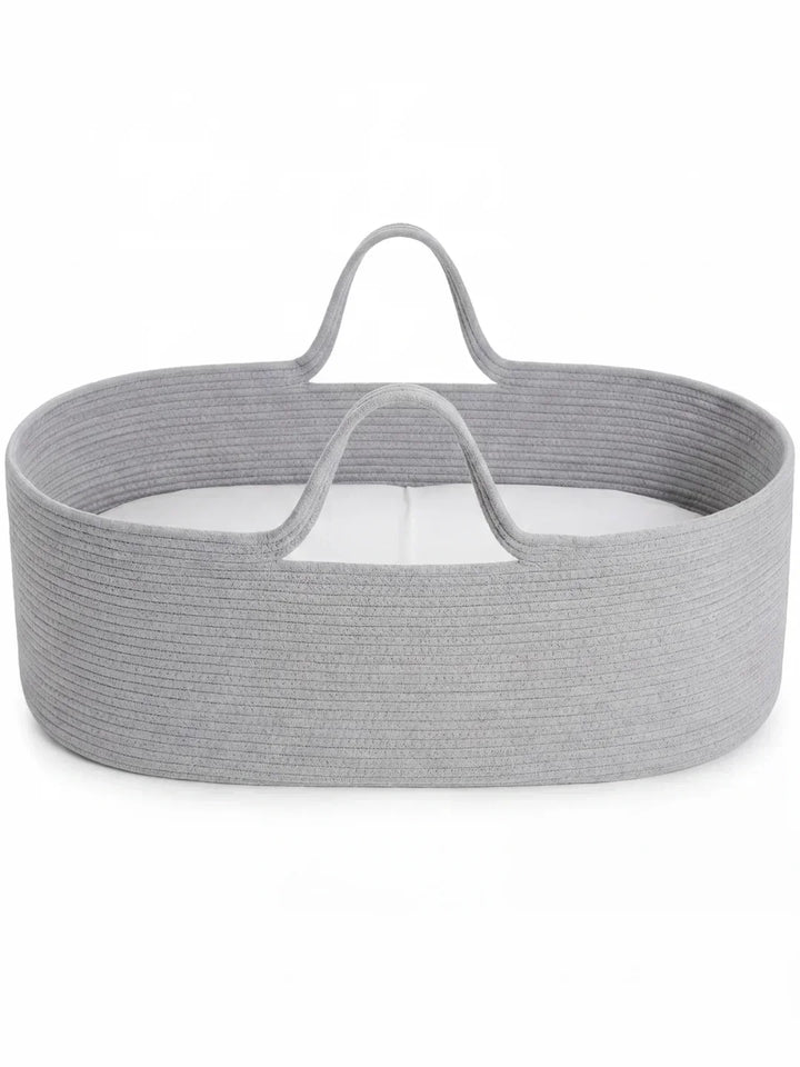 Moisés de algodón natural trenzado para recién nacido, con colchón ergonómico. Cuna portátil.