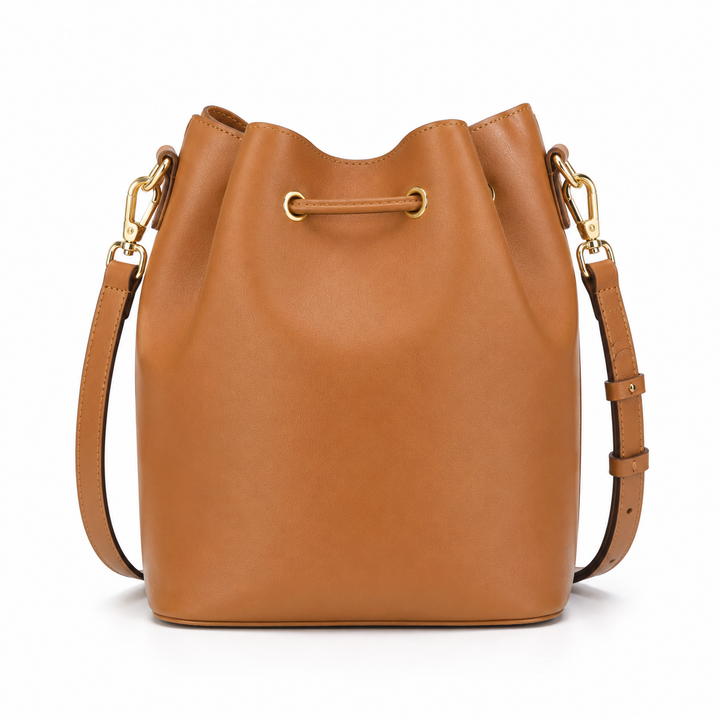Bolso de cuero para mujer, estilo cubo elegante y versátil, perfecto como accesorio de moda diario.
