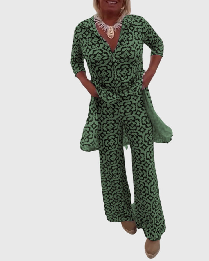 Ropa elegante vintage de dos piezas para mujer, moda femenina con estilo clásico y comodidad.