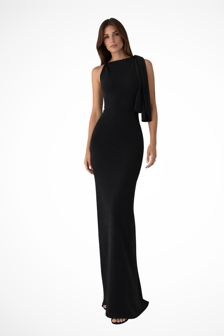 Elegante vestido de fiesta maxi para mujer, ideal para graduaciones y eventos formales. Look sofisticado.