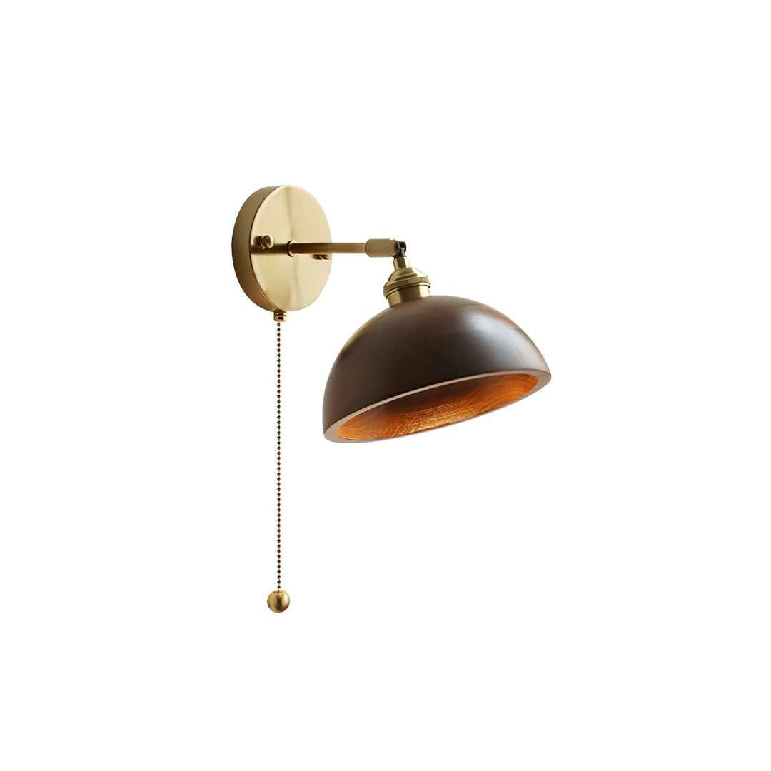 Lámpara de pared vintage de madera para iluminación interior, luz ambiental con cadena.