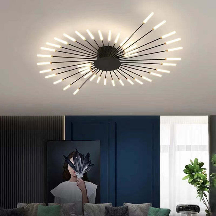 Iluminación LED moderna Asterra, perfecta para dormitorio. Diseño dorado o negro, estilo elegante.