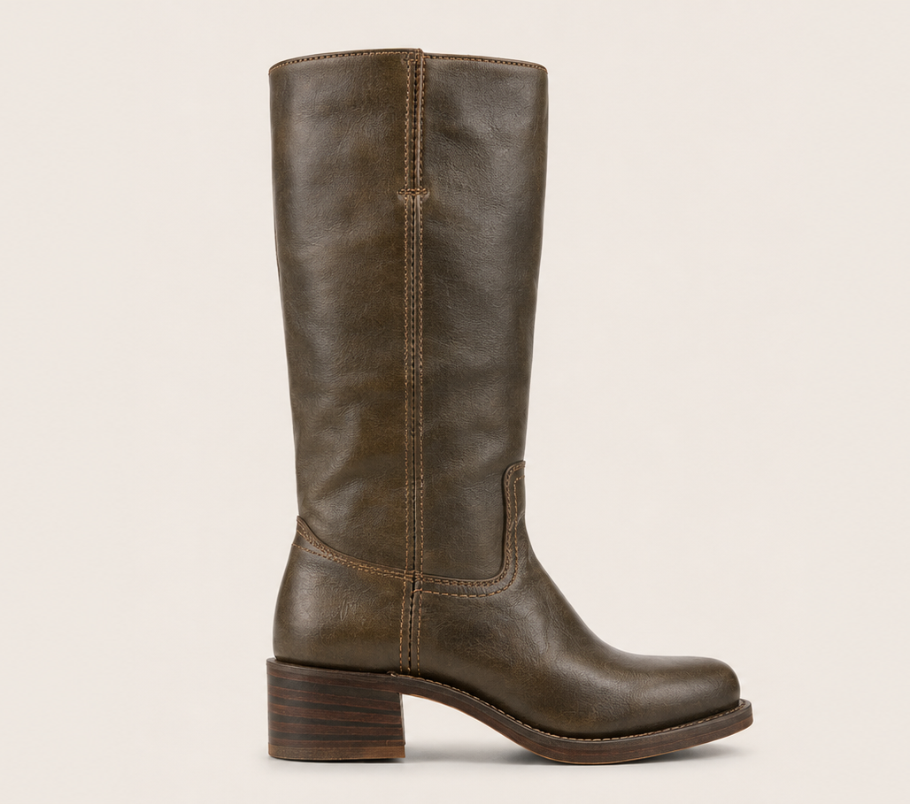 Botas de cuero flexible para mujer, tacón cómodo, moda actual y duradera en cada detalle.