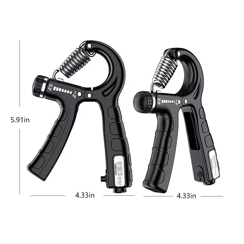 Consigue un agarre fuerte con este entrenador de manos y contador, ideal para musculación.
