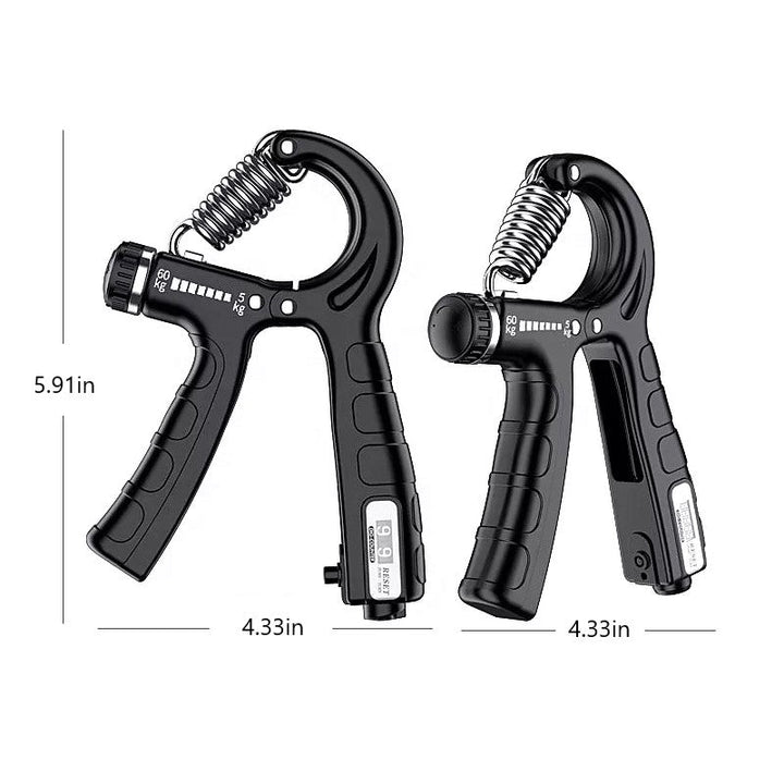 Consigue un agarre fuerte con este entrenador de manos y contador, ideal para musculación.
