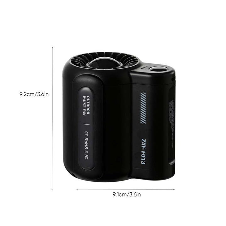 Ventilador recargable USB mini con clip, para uso personal en mano o cintura, muy práctico.