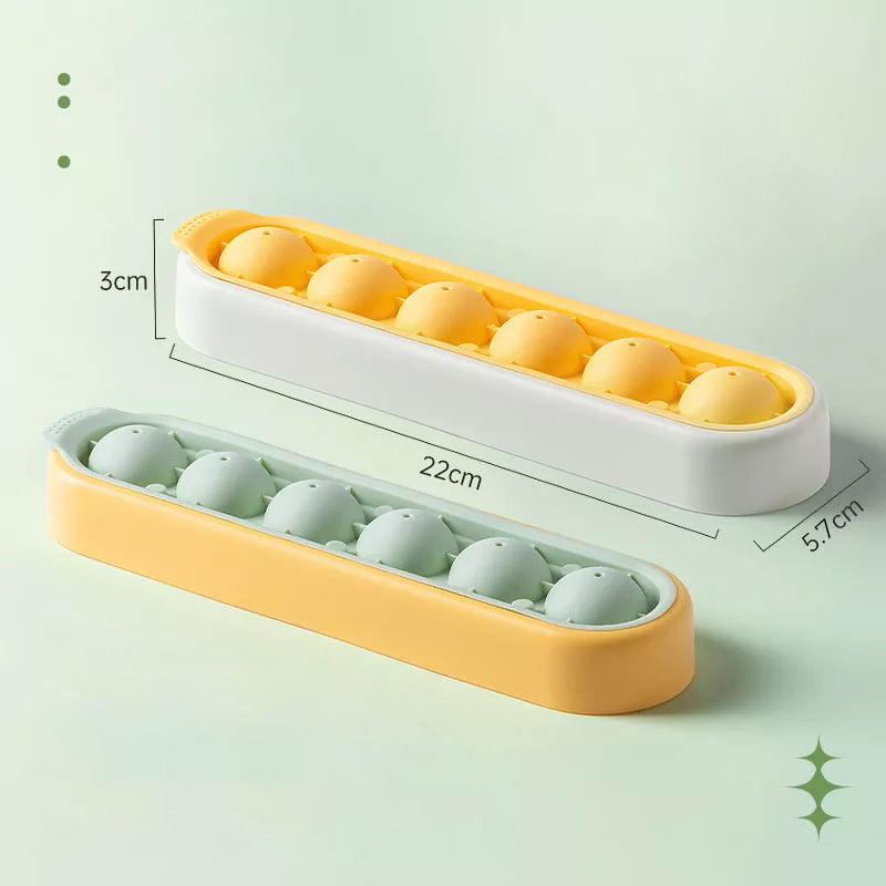 Molde de silicona para 6 bolas de hielo esféricas grandes. Ideal para bebidas frías, cócteles y fiestas en tu cocina.