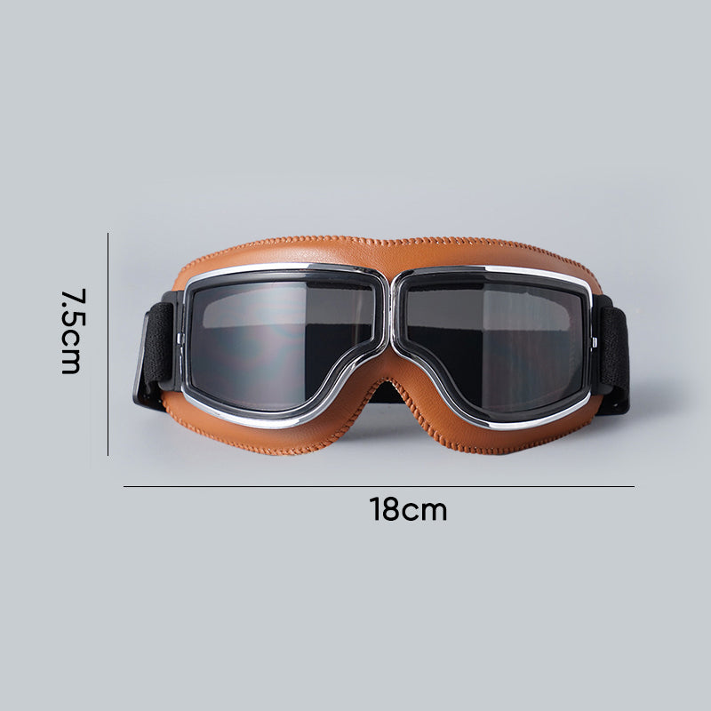 Gafas de seguridad retro para motocicleta, con protección UV esencial para conducción.