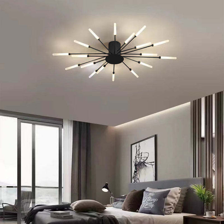 Lámpara de techo LED dorada, luz regulable. Iluminación minimalista para un diseño interior óptimo.