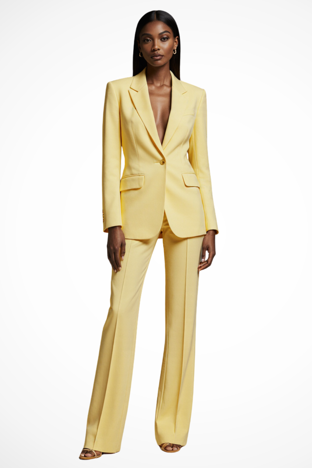 Ropa formal: conjunto de blazer y pantalón ancho, ideal para reuniones importantes.