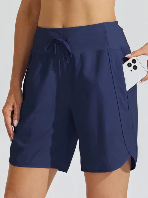 Short casual de verano mujer, con cintura alta y cordón ajustable, dos bolsillos funcionales.