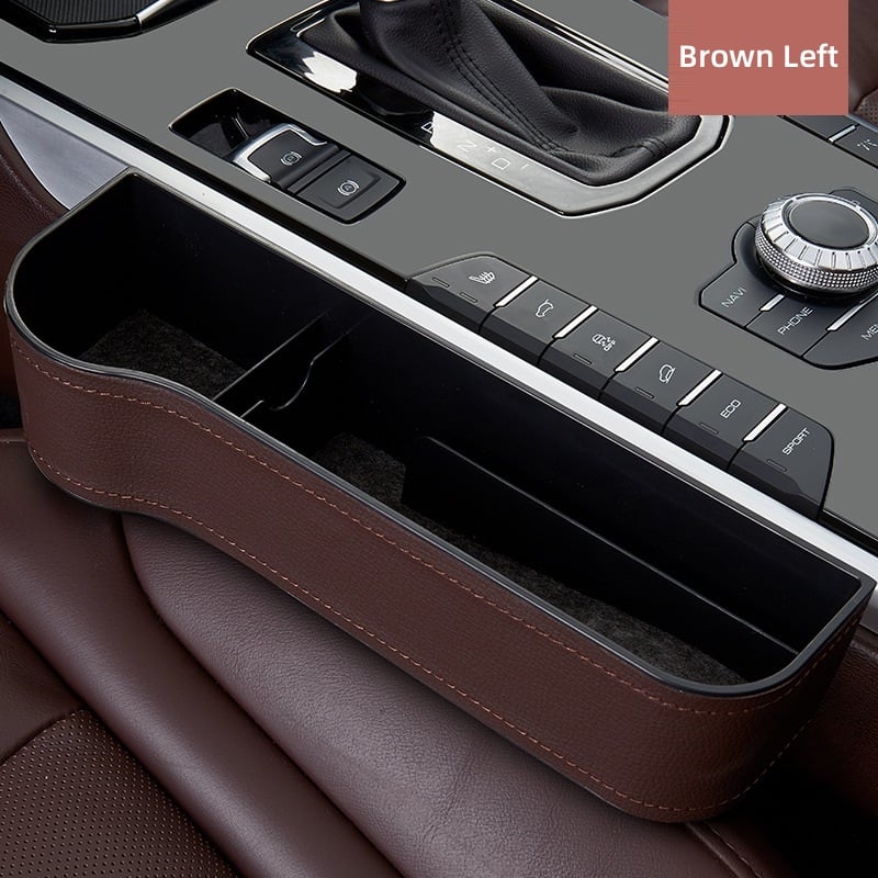 Accesorio de almacenamiento para interior de coche, con portavasos y ranura para bolígrafos.