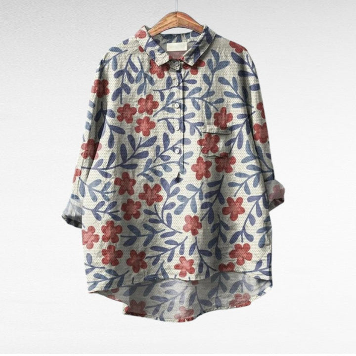 Blusa de moda para mujer, estilo veraniego elegante. Estampado único y mangas largas, muy cómoda y casual.
