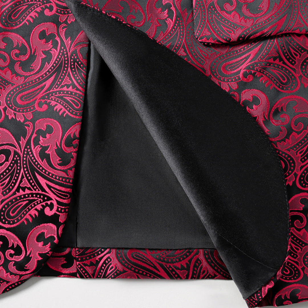 Blazer jacquard rojo vino para hombre. Americana slim fit casual, perfecta para un estilo elegante.