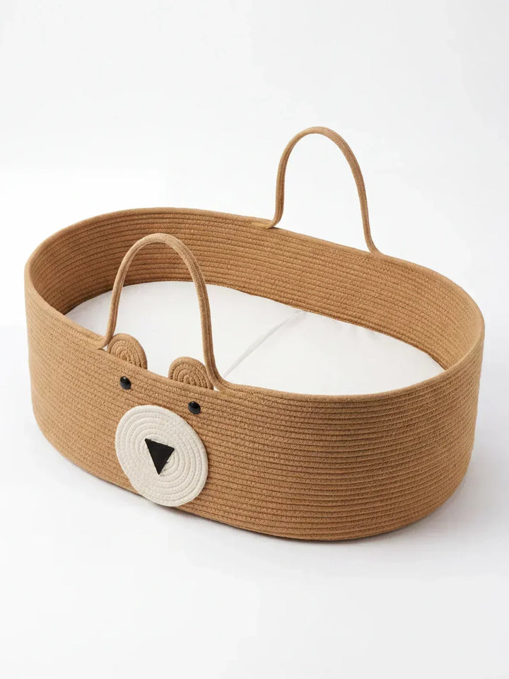 Cesta cambiador de bebé Ourson de algodón trenzado. Suave y ecológica, ideal para guardería.