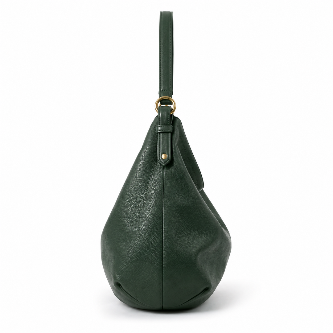 Elegante bolso hobo de mujer en verde oscuro, perfecto para un toque sofisticado y versátil.