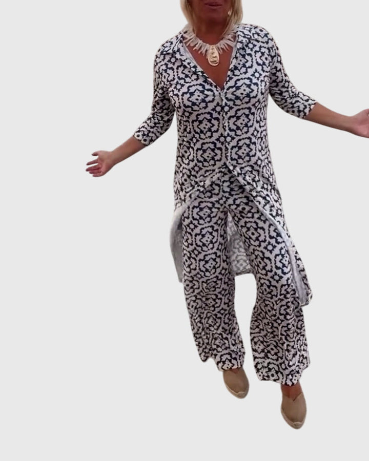 Ropa versátil: conjunto de dos piezas vintage elegante y cómodo para mujer, estilo clásico.