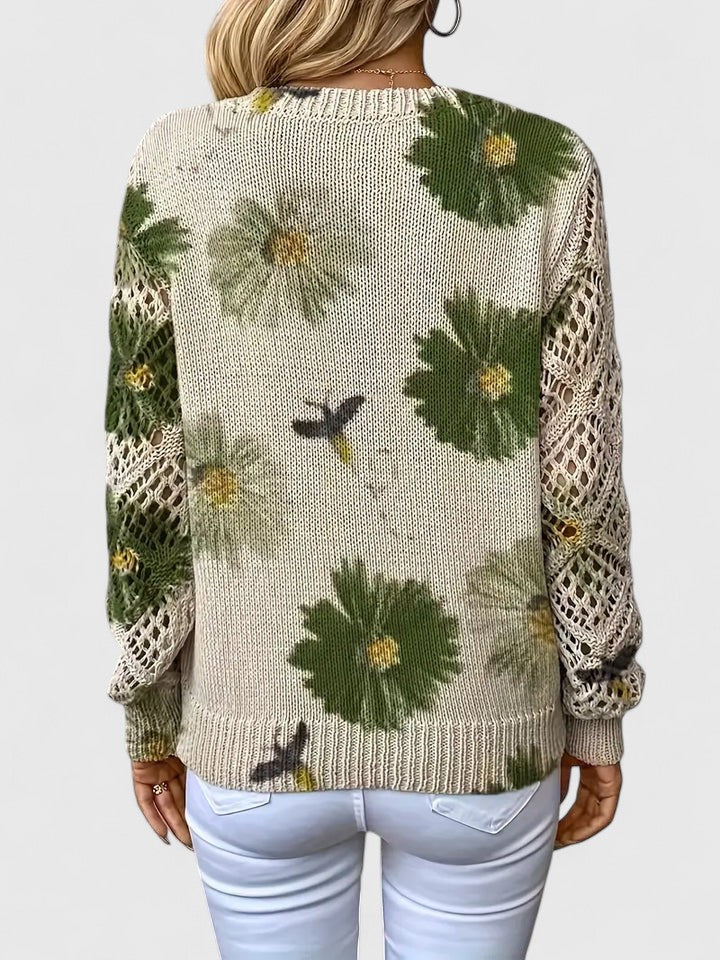 Jersey femenino floral para otoño. Un básico de moda cómodo y elegante para tu armario.