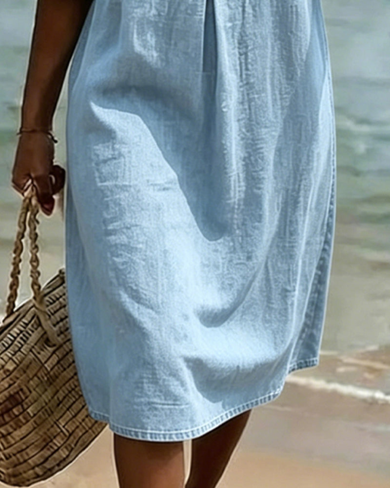 Ropa de mujer: Vestido casual de verano, fluido y con mangas acampanadas. Estilo fresco y femenino.