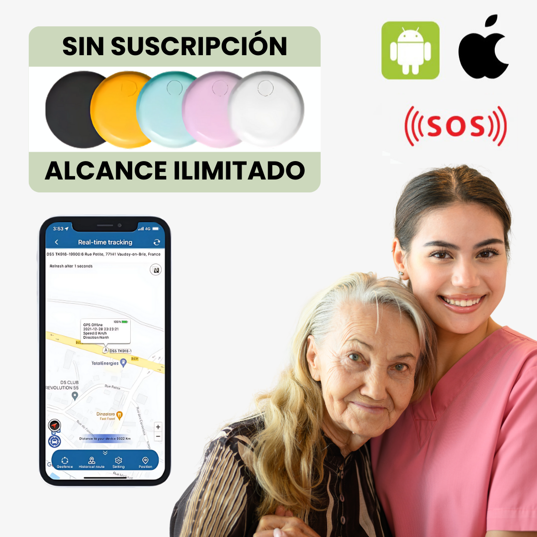 Rastreador GPS discreto para seguridad de adultos mayores con Alzheimer o demencia.