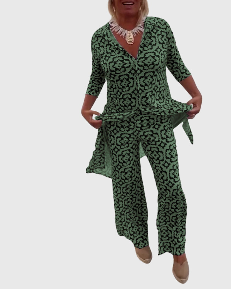 Conjunto de dos piezas elegante y vintage para mujer, ropa cómoda para moda femenina chic.