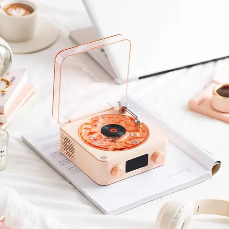Proyector altavoz Bluetooth retro, crea un ambiente relajante con luces y sonidos.