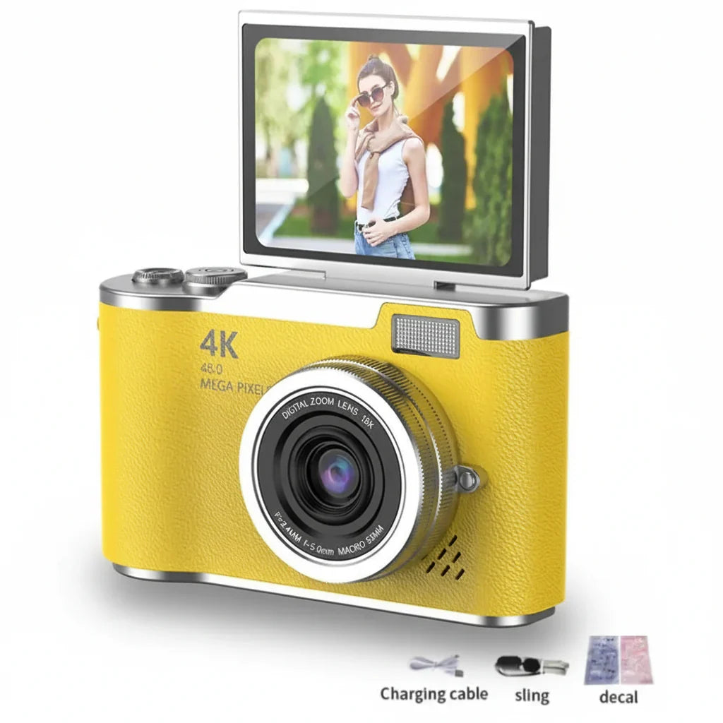 Cámara digital 4K, 48 MP. Perfecta para vlogs, fotos y videos de viaje. Zoom digital 8X incluido.