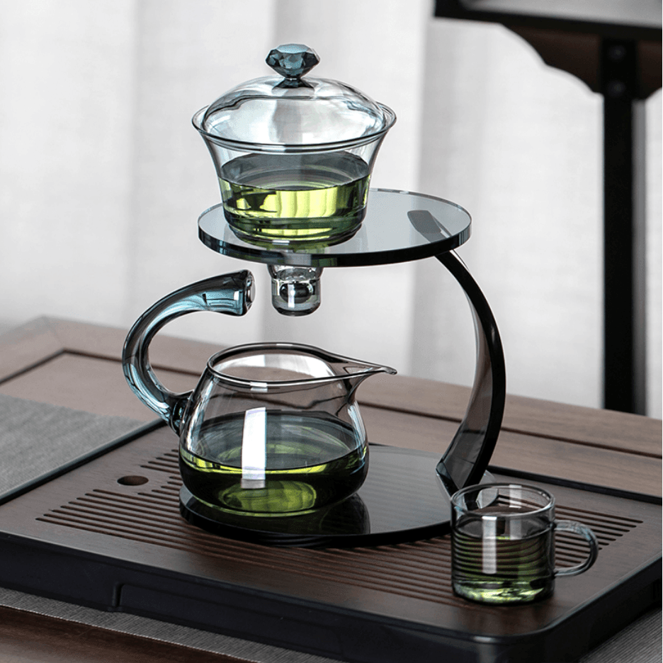 Juego de té Arielle de vidrio con infusor automático magnético. Disfruta tu té favorito.
