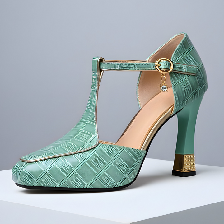 Sandalias de tacón bloque para mujer, estilo elegante y cómodo, ideal para celebraciones y moda.