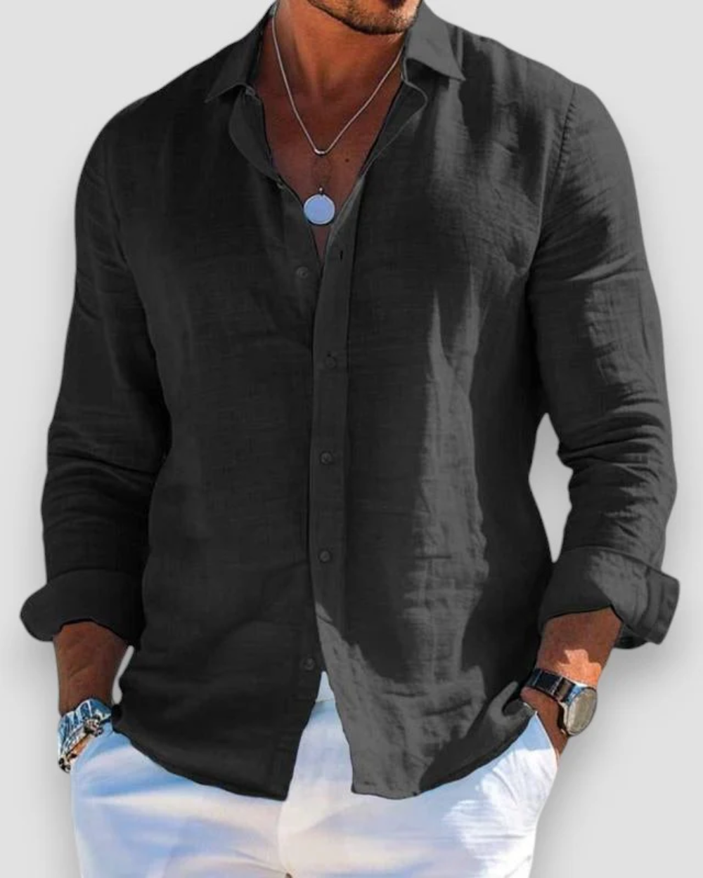 Ropa cómoda: camisa de hombre para un estilo diario relajado y fresco, elegancia ligera.
