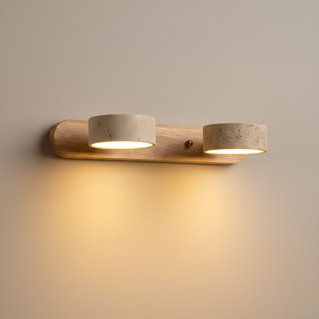 Aplique pared Wabi Sabi con focos ajustables para iluminación moderna interior.