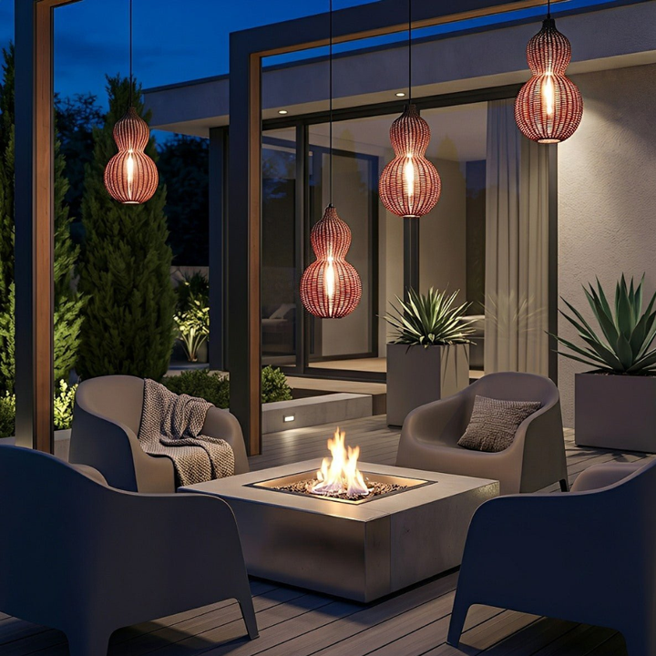 Iluminación para zonas de ocio exterior con lámpara tejida, IP65, decoración funcional.