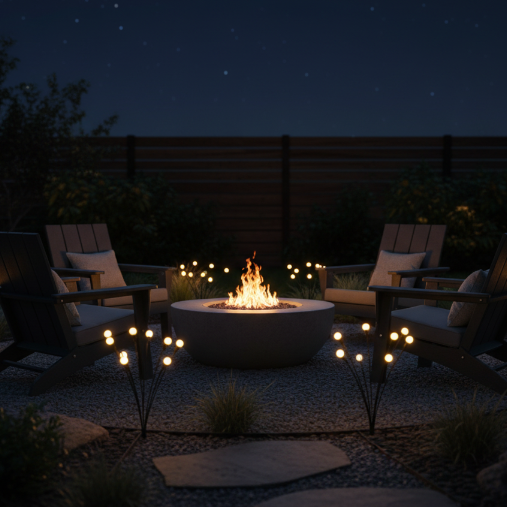 Luces solares LED de 120 lúmenes con diseño Firefly para jardín. Estacas impermeables que usan energía solar.