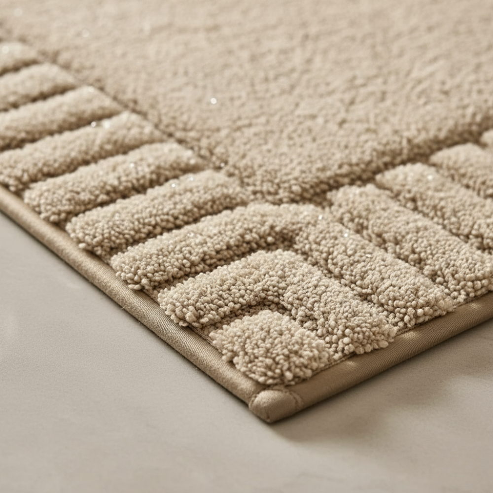 Alfombra de baño de microfibra absorbente, raya minimalista, antideslizante, fácil de mantener limpia.