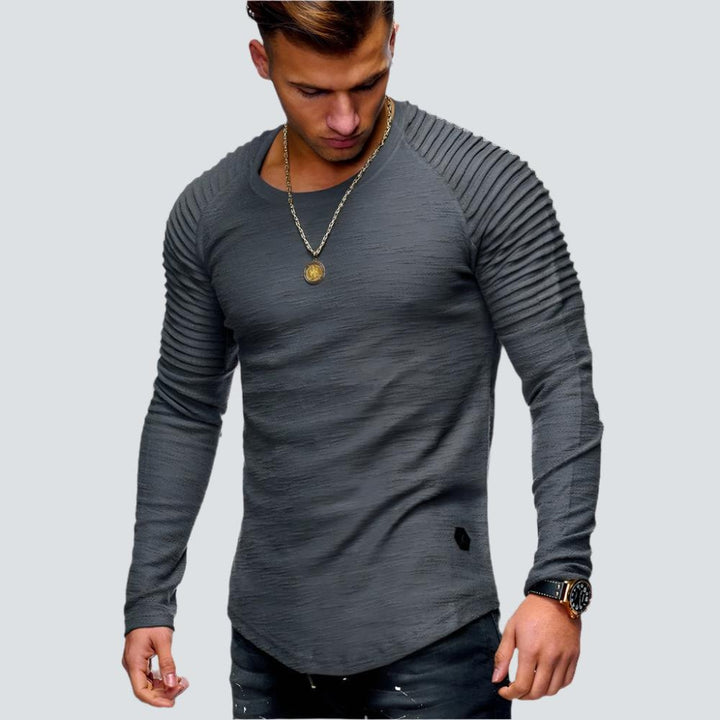 Ropa masculina: jersey de canalé para hombre. Manga larga y cuello redondo, ideal para invierno y ocasiones casuales.