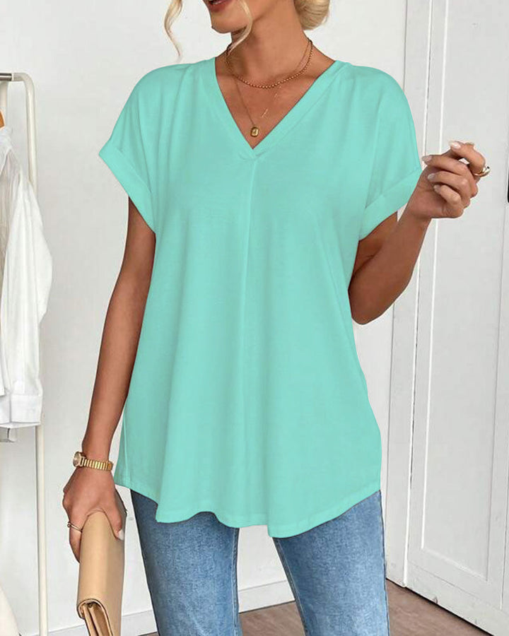 Blusa de mujer para el verano, escote V, manga doble. Top casual y muy cómodo.