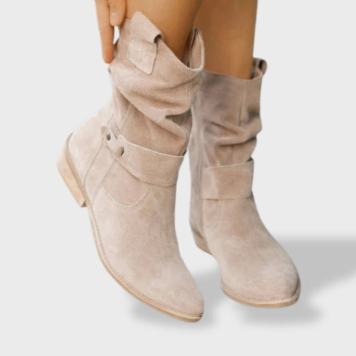 Botines de ante para mujer, estilo casual y elegante, ideales para otoño e invierno. Cómodos y versátiles botas bajas.