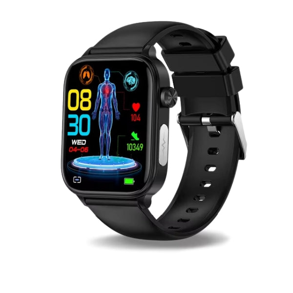 Smartwatch impermeable para deportistas. Monitorea glucosa, ritmo cardíaco y presión arterial con precisión.
