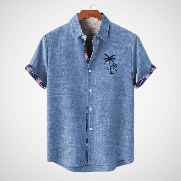 Ropa hombre: camiseta de manga corta con detalles de cuadros, prenda casual y fresca para el verano.