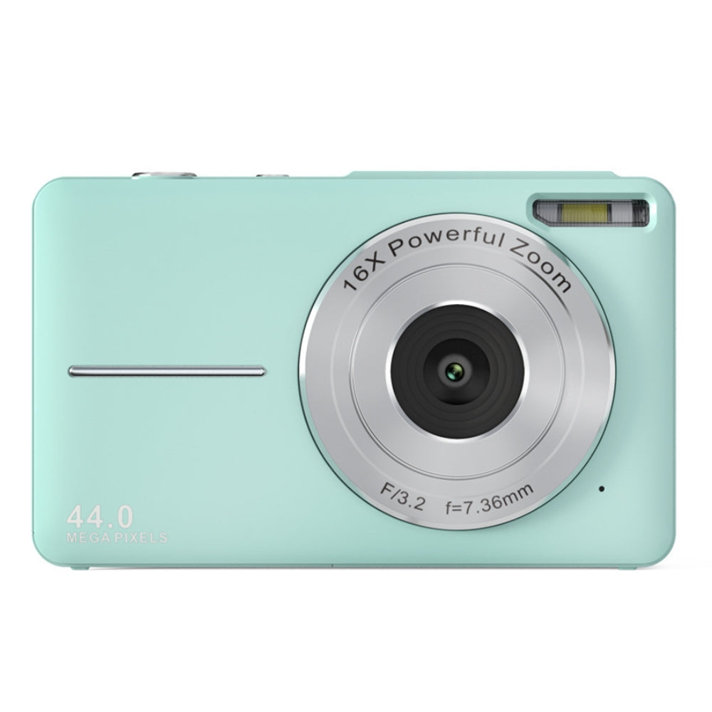 Cámara digital compacta portátil con zoom 16X para viajes, fotos 44MP y vídeo Full HD.