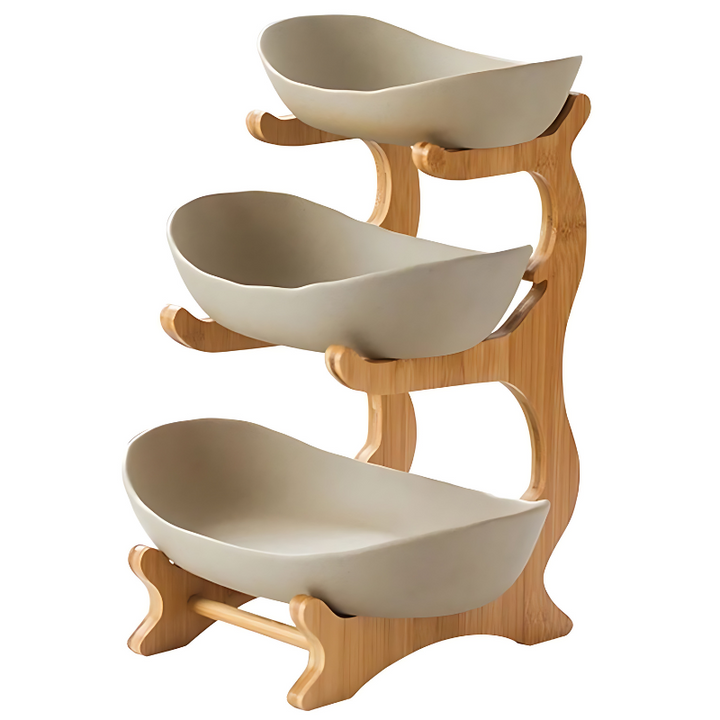 Elegante frutero de cocina y comedor de varios niveles. Ideal para almacenamiento y decoración moderna del hogar.