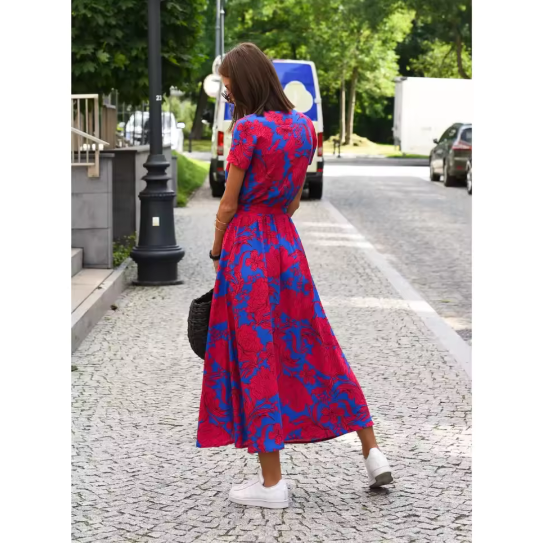 Vestido cruzado fluido de mujer VALERÍA, estilo casual elegante. Ideal para comodidad y moda femenina con manga larga.
