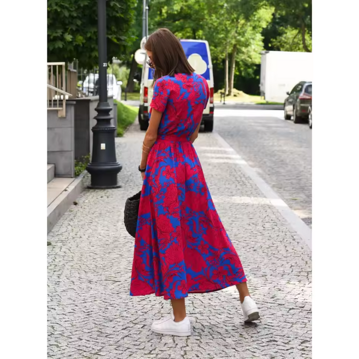 Vestido cruzado fluido de mujer VALERÍA, estilo casual elegante. Ideal para comodidad y moda femenina con manga larga.