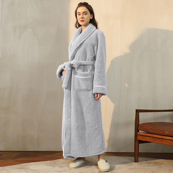 Perfecta bata de franela de invierno para relajarse, unisex y muy confortable.