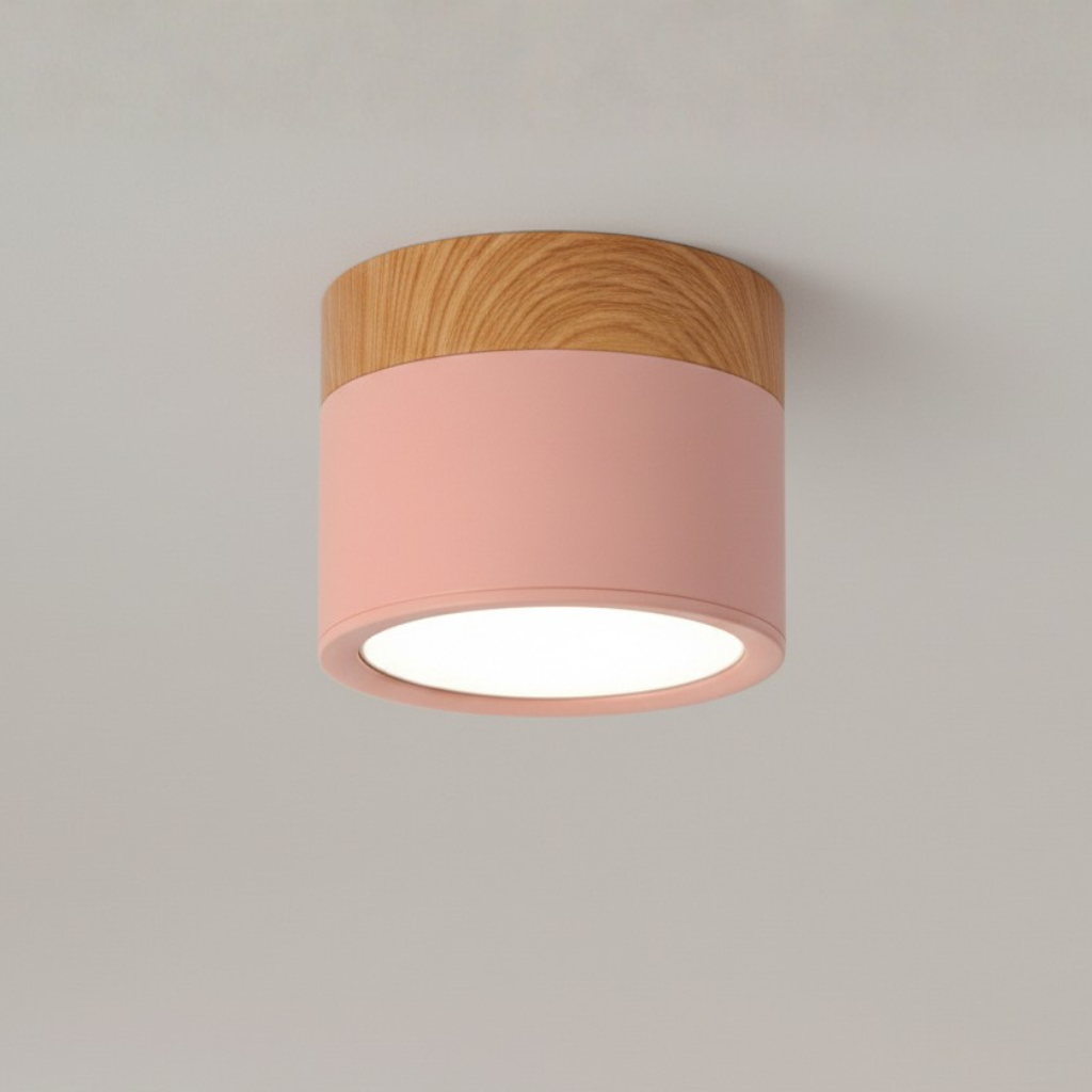 Luz de techo LED empotrada, diseño escandinavo Japandi. Iluminación interior moderna.