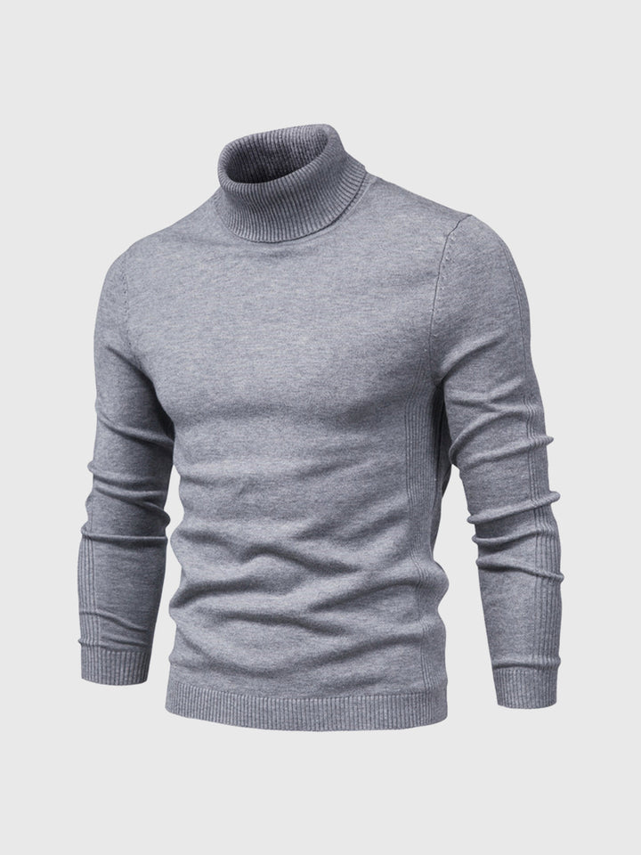 Suéter elegante de cuello alto para hombre, slim fit, cómodo y versátil.
