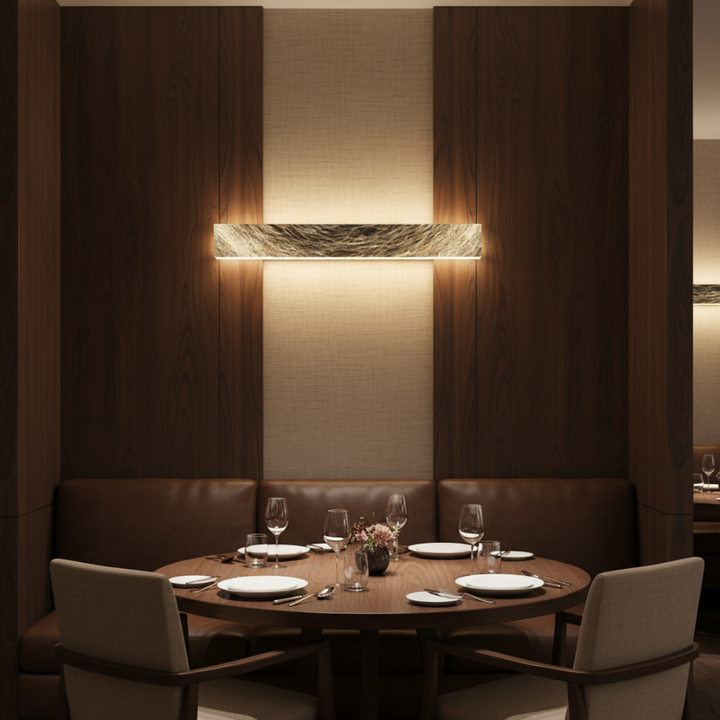Aplique LED Lunare. Iluminación interior que proyecta una luz cálida y moderna, ideal para un hogar elegante.